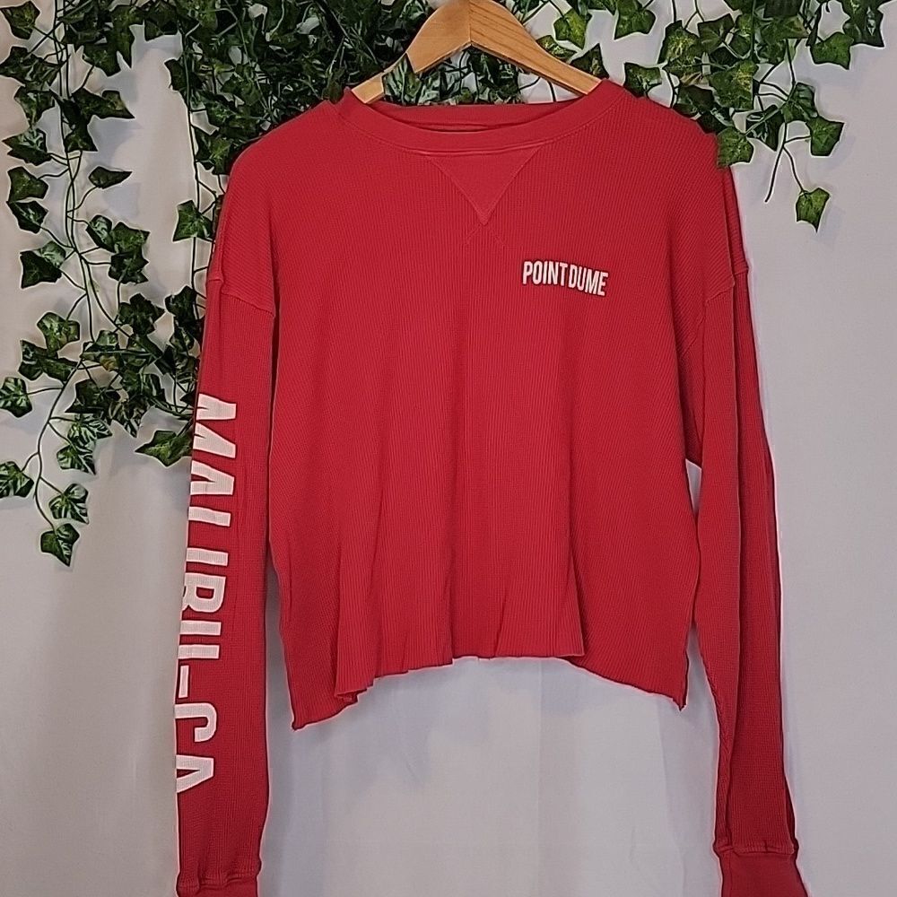 Point Dume. Oversized Thermal Crop Top. Malibu Ca. Size Medium